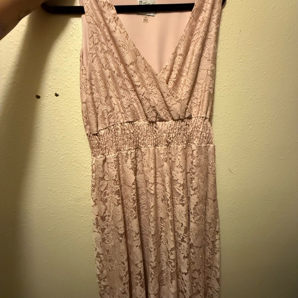 Elegant Lace V-Neck Dress in Blush